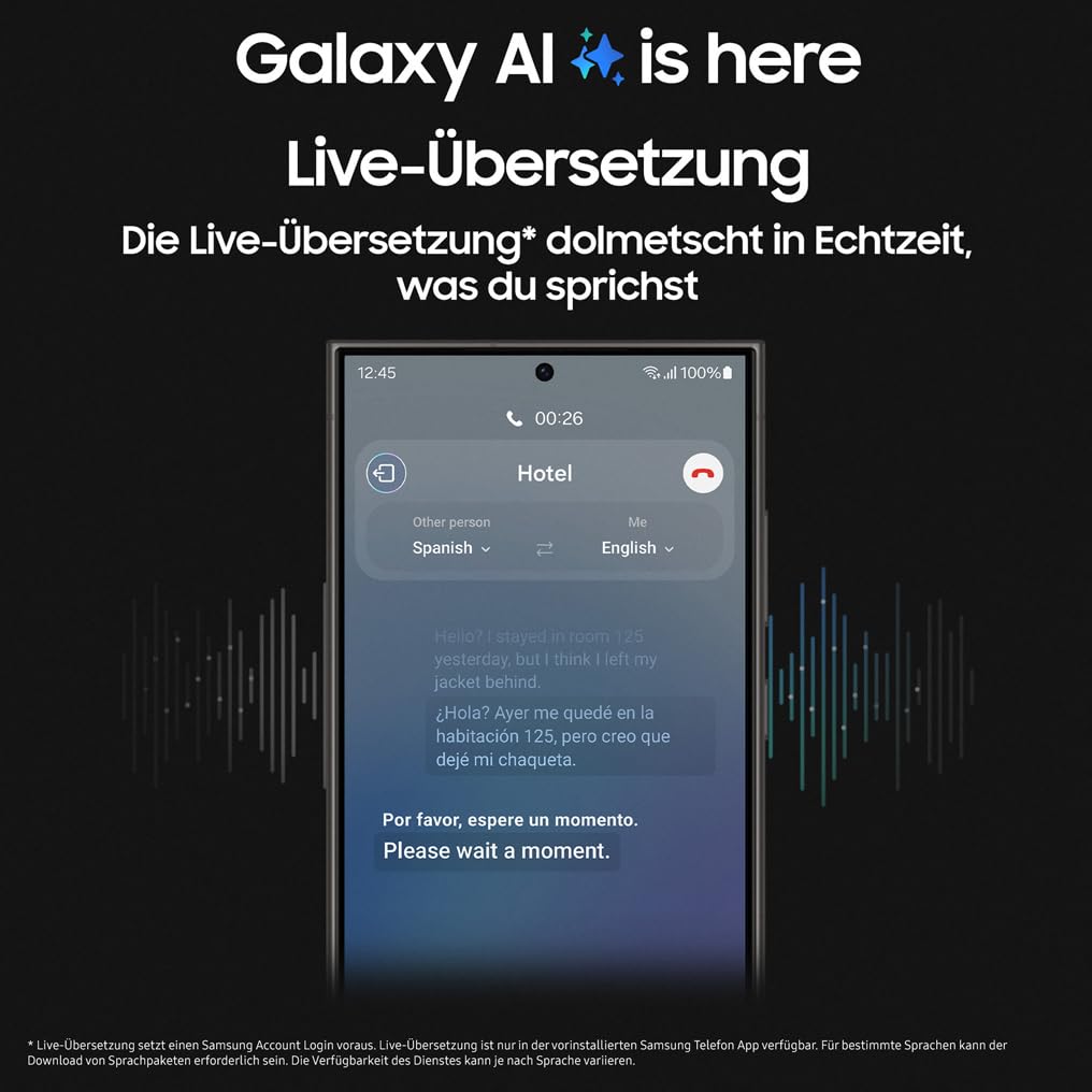 Samsung Galaxy S24 Ultra AI Smartphone, Android-Handy ohne Vertrag, 12GB RAM/256GB Speicher, 200-MP-Kamera, S Pen, Lange Akkulaufzeit, Titanium Black, 3 Jahre Herstellergarantie