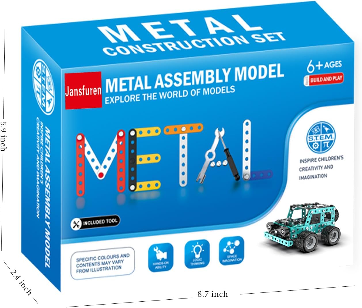Car Model Building Toys STEM Erector Set for Back to School Assembly Metal Jeep, Building Car DIY Interactive Construction Toy for Kids, Boys, and Girls Age 6-14
