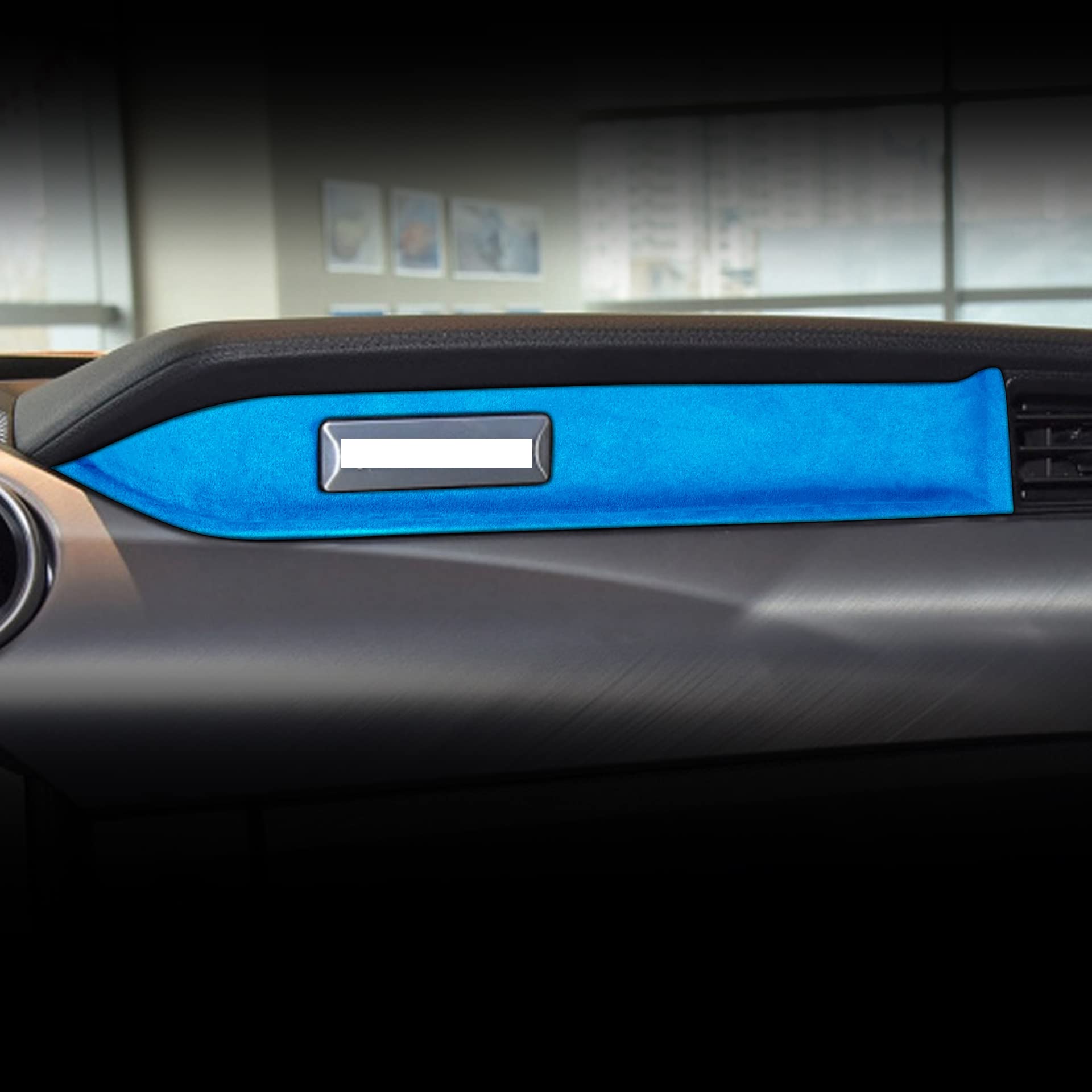 Toworldit ABS + Alcantara Centralna deska rozdzielcza, kierownica, skrzynia biegów, dźwignia, dekoracja, osłona wykończenia, kompatybilna z Fordem Mustang 2015-2021 (niebieski, dekoracyjny panel