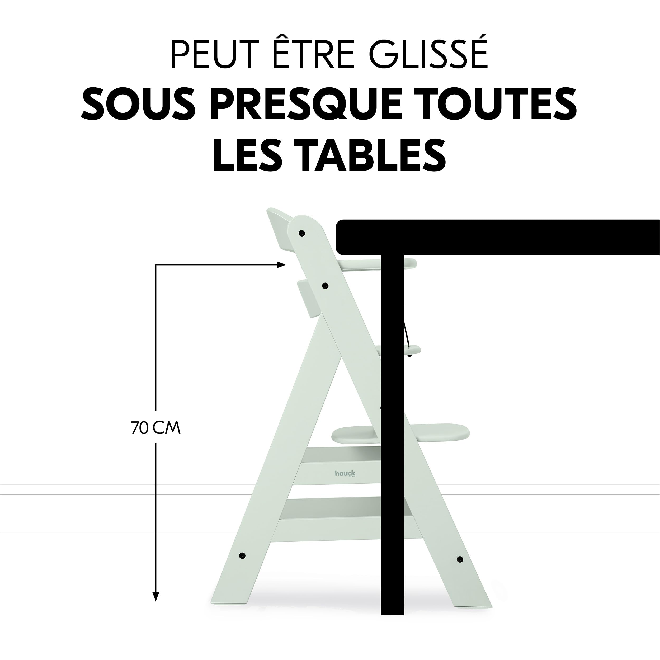 hauck Chaise Haute Bébé Évolutive Alpha Plus avec Insert Nouveau-né 2-en-1 – Utilisable dès la Naissance avec Réducteur Amovible et Coussin d’Assise Inclus, Idéal pour Repas - Menthe | Chaise haute en bois pour enfant de la naissance jusqu'à 90 kg - Avec