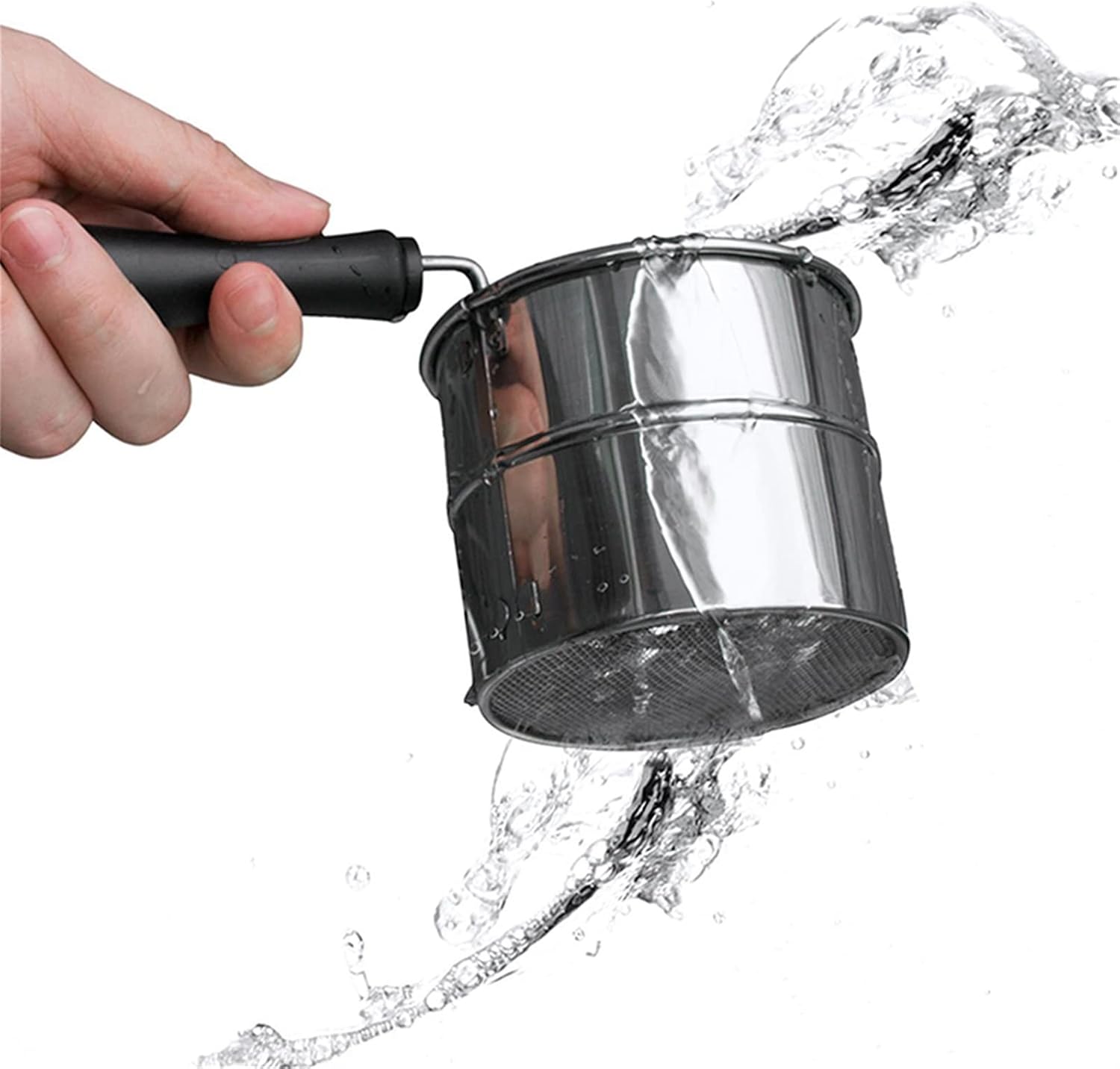 Flour,Sifter Stainless Steel Flour Sieve Cup Powder Sieve Mesh Handheld Cakes Sugar Mesh Sieve Baking Sieve Strainer Home Kitchen Gadgets Sieve Sieve