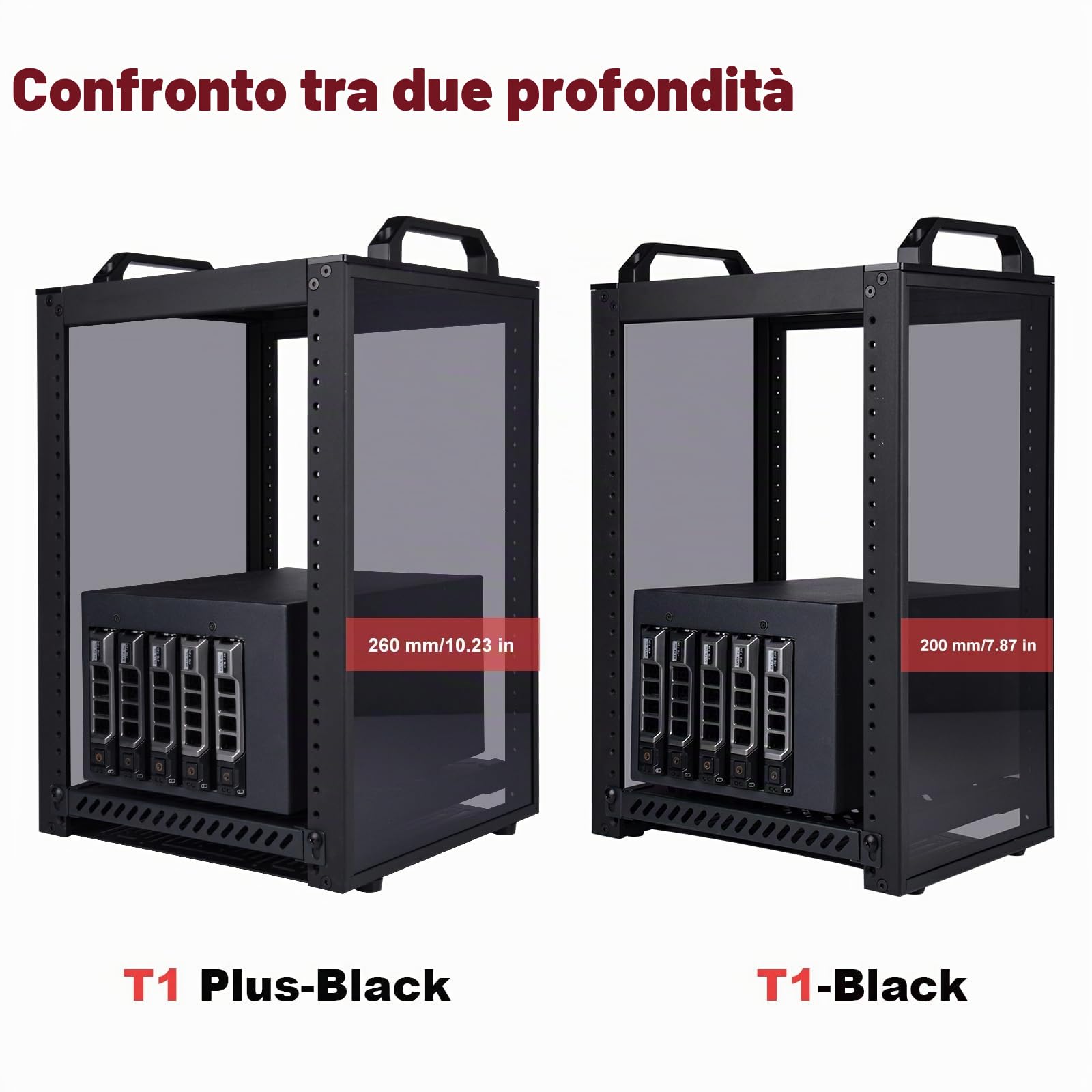 GeeekPi DeskPi RackMate T1 Plus, rack di rete 8U per server, rete, apparecchiature A/V, profondità 260 mm, colore nero