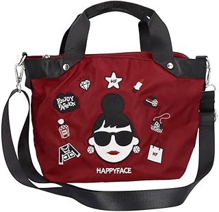 HAPPY FACE EMMA 2wayショルダーバッグ 刺繍 多機能 お顔 サングラス LADY 撥水加工 軽量 ショルダーバッグ 2wayバッグ お財布バッグ お財布ショルダー 撥水 オシャレ かわいい 8802