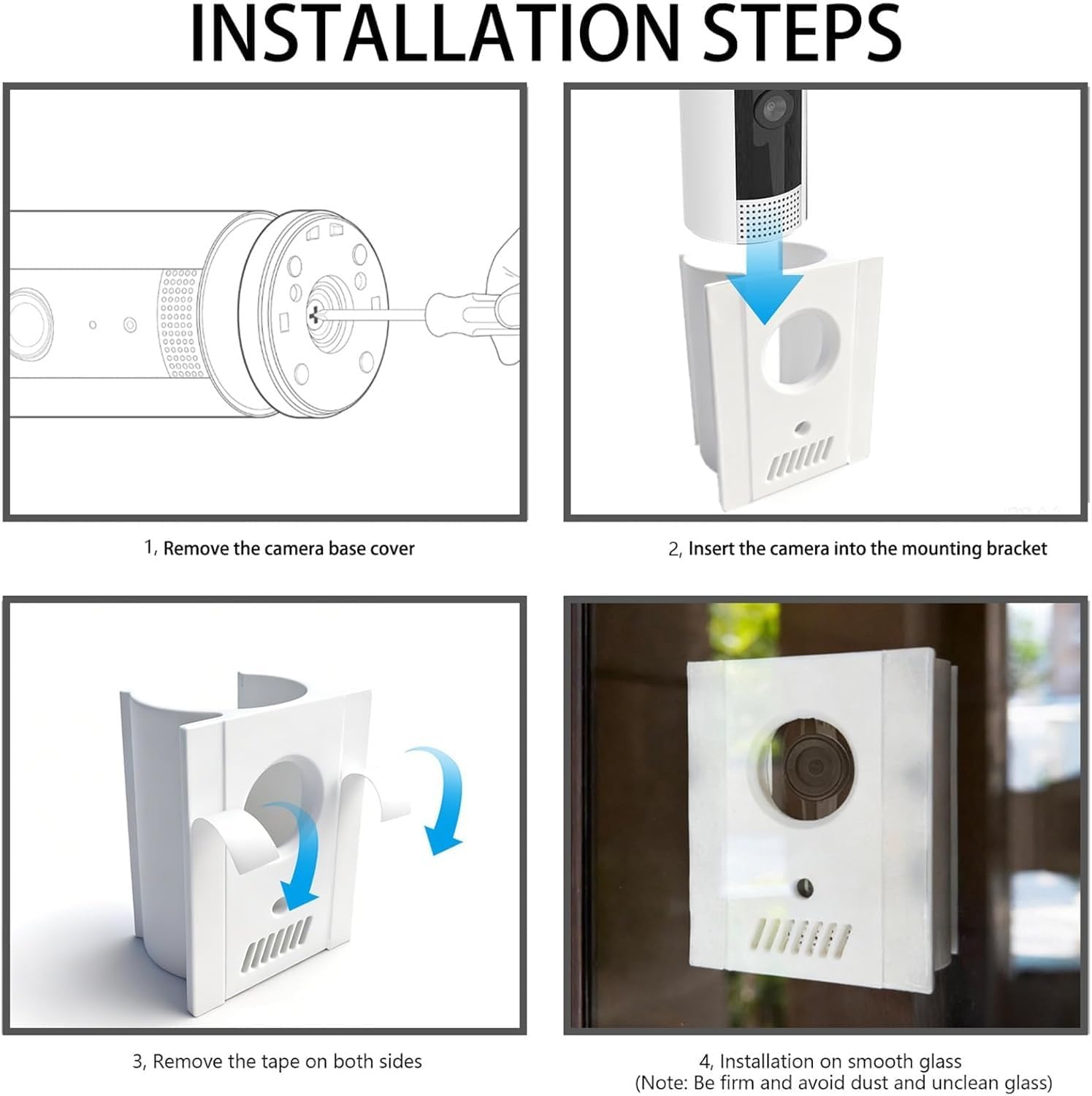 Window Mount Only Compatible with Ring Indoor Camera(Indoor Cam), No Drilling Adhesive Camera Holder, Indoor-to-Outdoor Viewing Angle