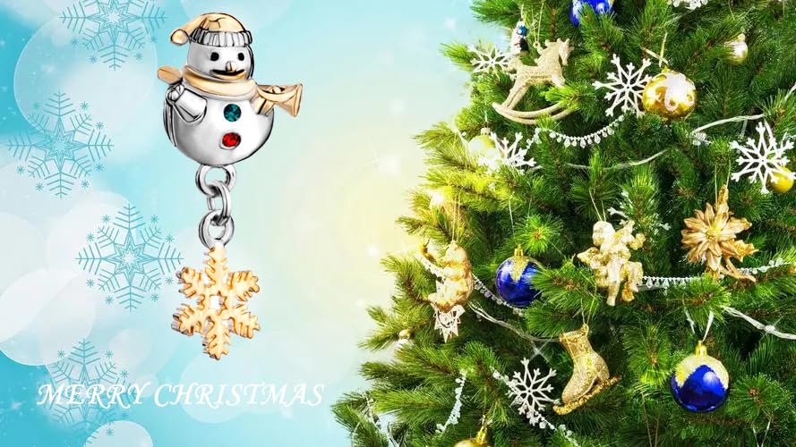 Image of Christmas Holiday Season Charms for Pandora Bracelets New Snowflake Santa Claus Home Moose Gift Tree Candy Cane Snow Globe