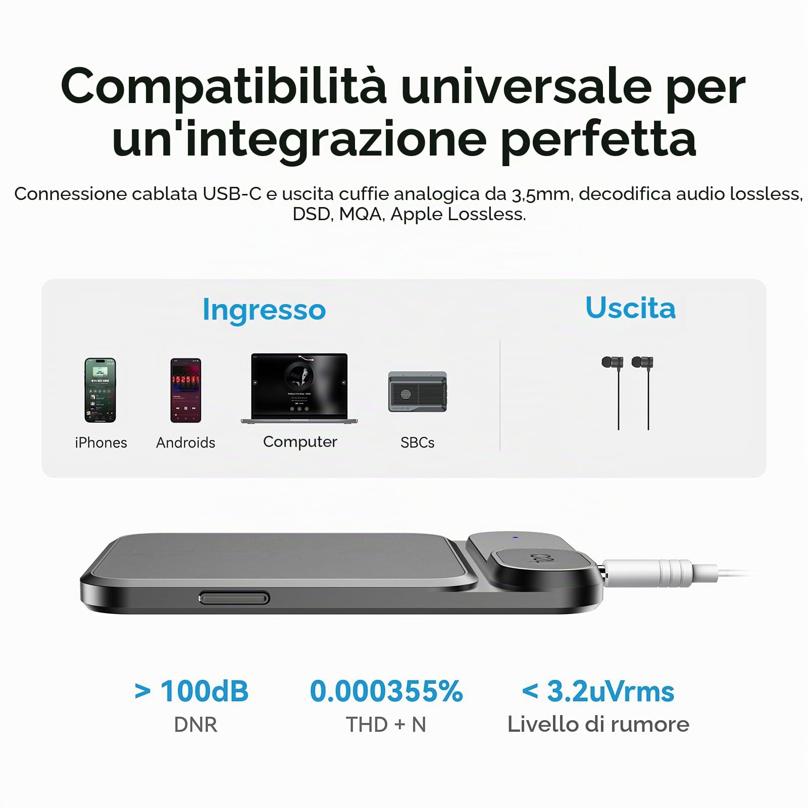 khadas Tea Amplificatore Bluetooth per Cuffie Portatile HiFi DAC USB 32bit/384kHz, LDAC/aptX HD, MQA, DSD, PCM, Bluetooth 5.0, Ess ES9281ACPro, Qualcomm QCC5125 (Grigio)