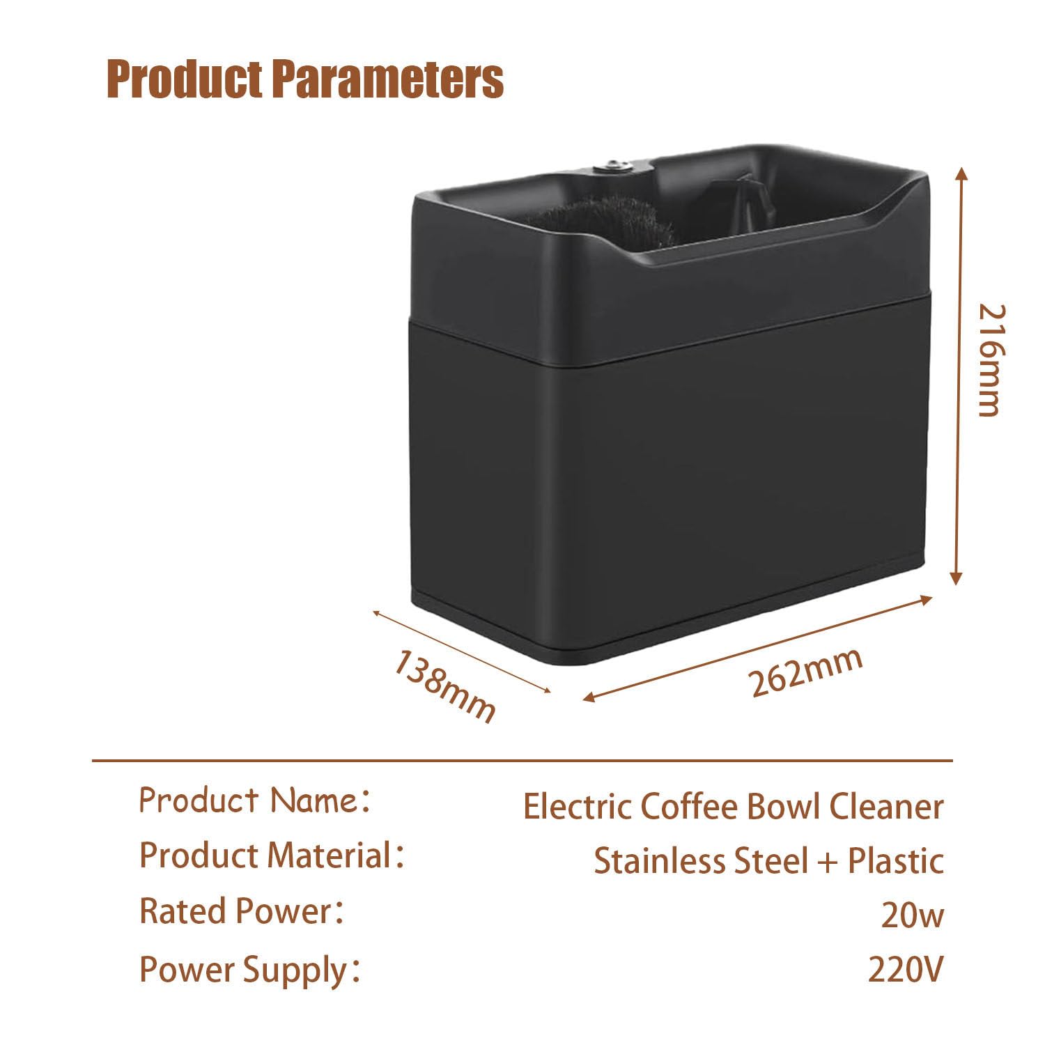 Lavador automático de portafiltros de café eléctrico de Acero Inoxidable de 340 RPM, Accesorio Profesional para cafeterías, restaurantes, Bares y Uso doméstico Silver