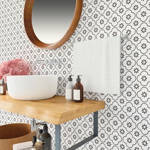 Image of Moroccan Tile Stickers | Waterproof Self Adhesive Peel & Stick Tile Decals for Kitchen Backsplash, Bathroom Wall, Floor, Furniture & Glass (4x4 Inch, Design 32)
