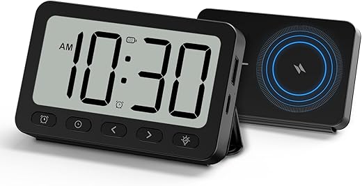 ANJANK Digital Travel Alarm Clock, Equipped with 6000 m Ah for Mag Safe Battery Pack, Portable