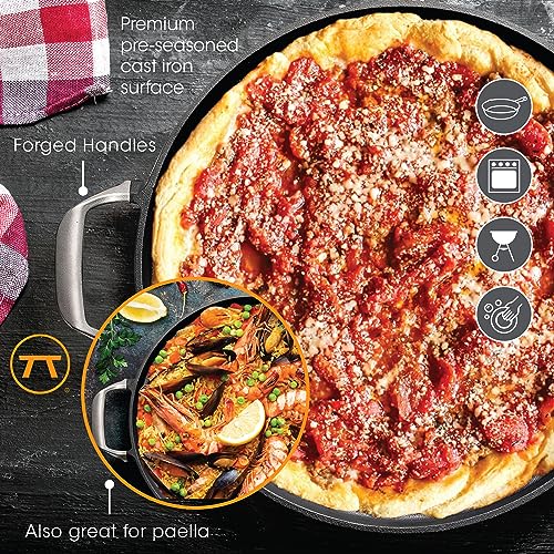 Outset Grill Paella and Deep Dish Pizza Pan, Cast Iron BBQ Pan with Handles, 18.15” x 14.11” x 1.25" by Outset - Image 6