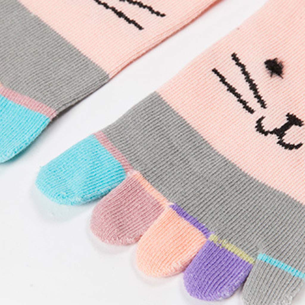 GRABAGECAN Women Cartoon for Cat Cotton Toe Socks Candy Colorful Five Finger Sport Hos