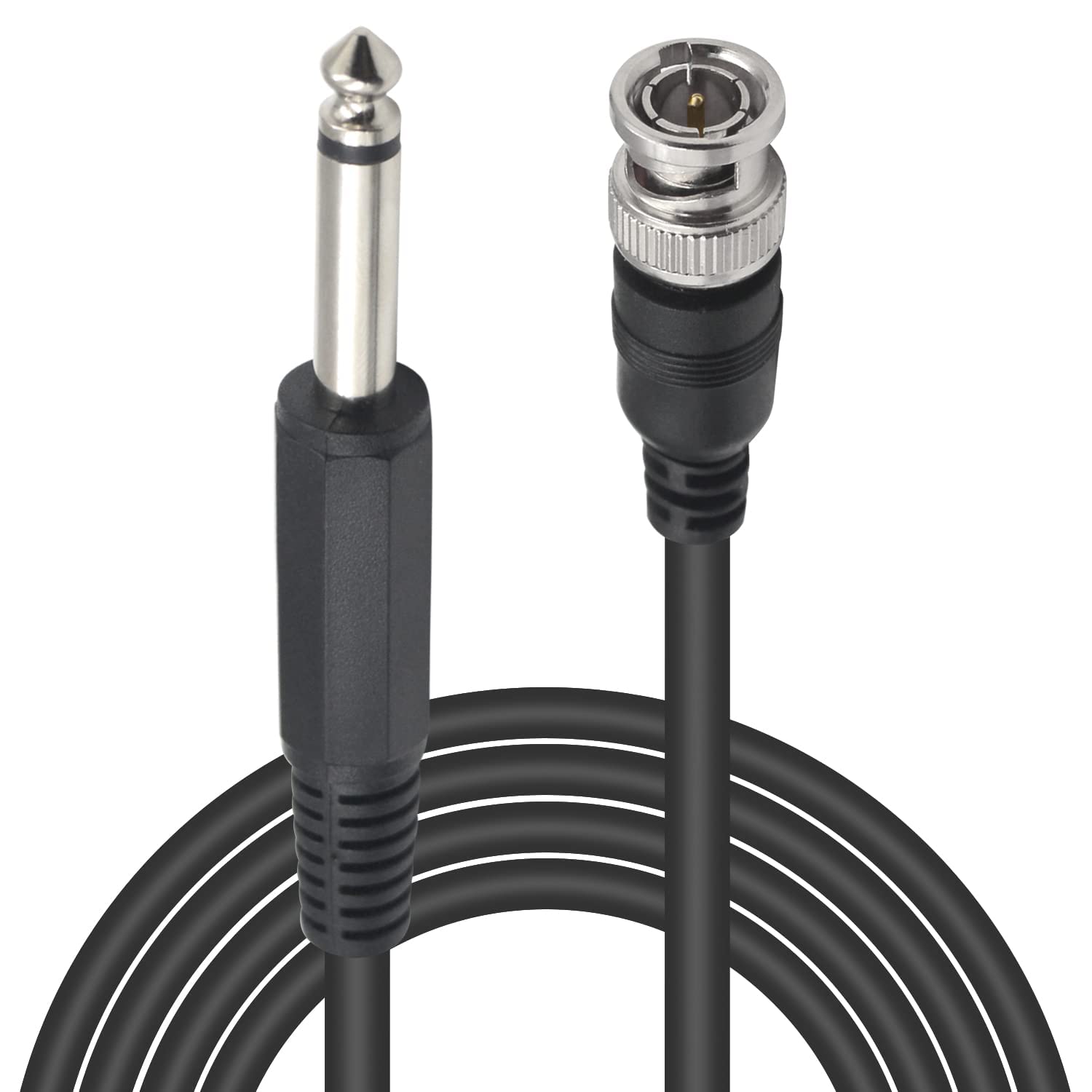 SANMUGEED BNC to 6.35mm TS Adapter Cable 6ft, BNC to 6.35mm 1/4 inch Bidirection Extension Cord, BNC Male Plug to 6.35mm Mono Plug Audio Cable for CCTV DVR Camera
