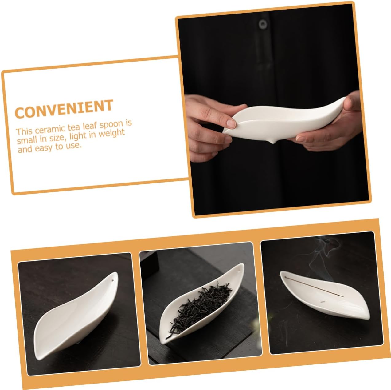 Ceramic Tea Scoop Essential Teaspoon for Chinese Kung Fu Tea for Loose Leaf Salt and Coffee Beans Easy to Clean Compact Design