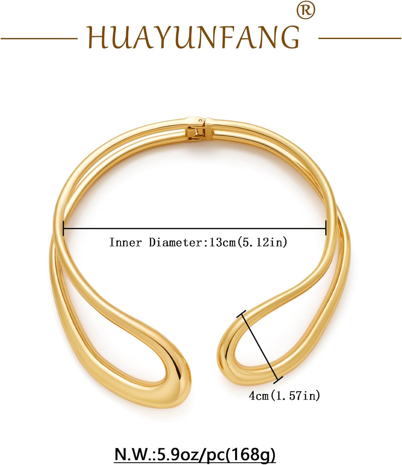 HUAYUNFANG Gold Silver Chunky Choker Necklace For Women Waterdrop Choker Collar Necklace Bold Statement Necklaces Spring Hinged Open Necklaces Trendy Jewelry - Image 5