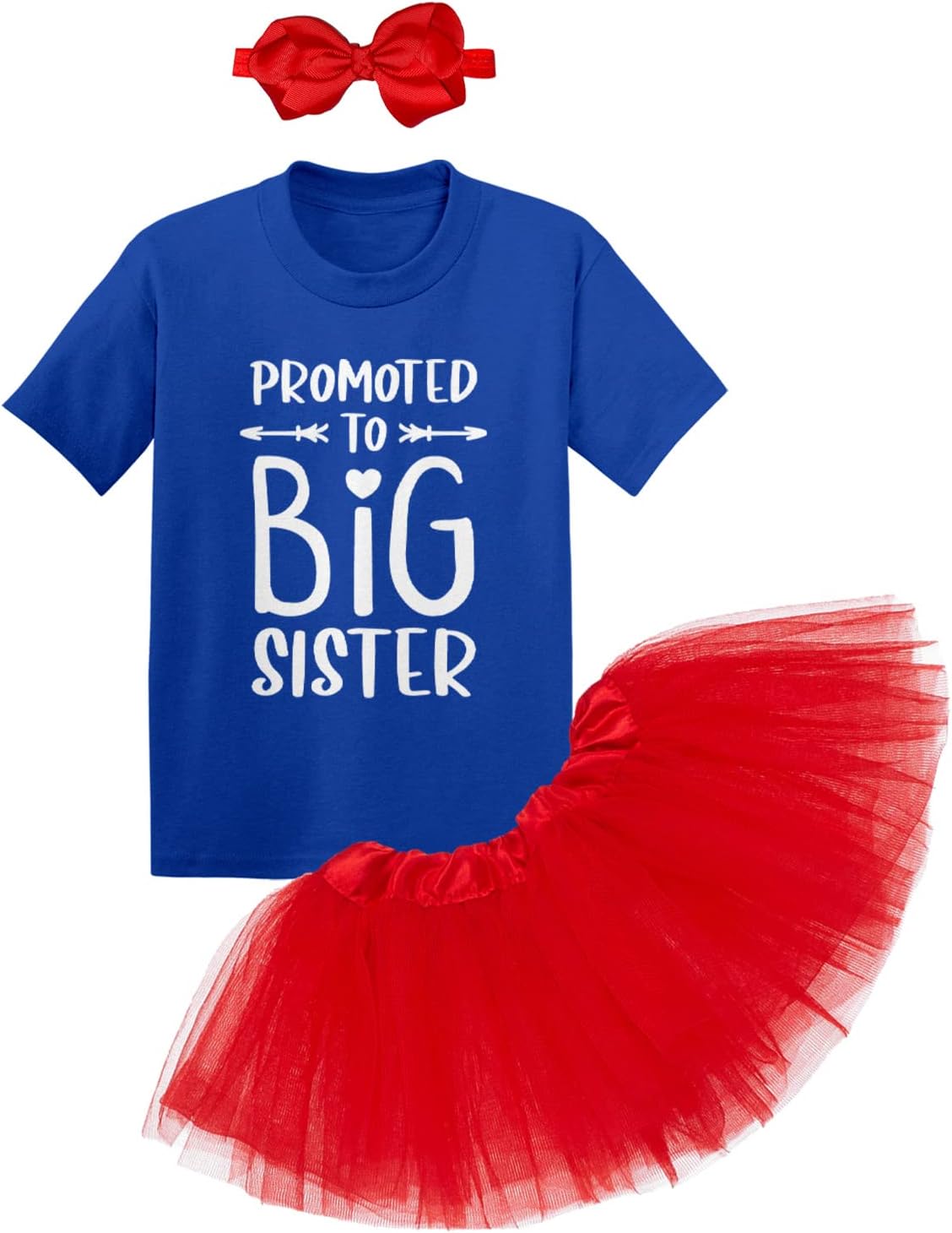 Haase Unlimited Promoted To Big Sister - Baby Announcement Baby Bodysuit + Tutu Skirt + Bow Headband Set