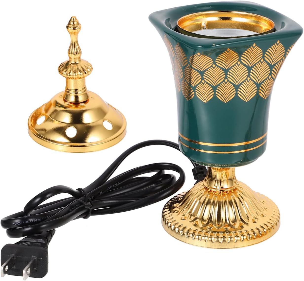 STOBAZA Electric Incense Burner 7.67In Plug-in Middle Eastern Style Censer Aroma Burner for Home Bedroom Yoga and Study Decoration with Ceramic Iron Holder Us Plug