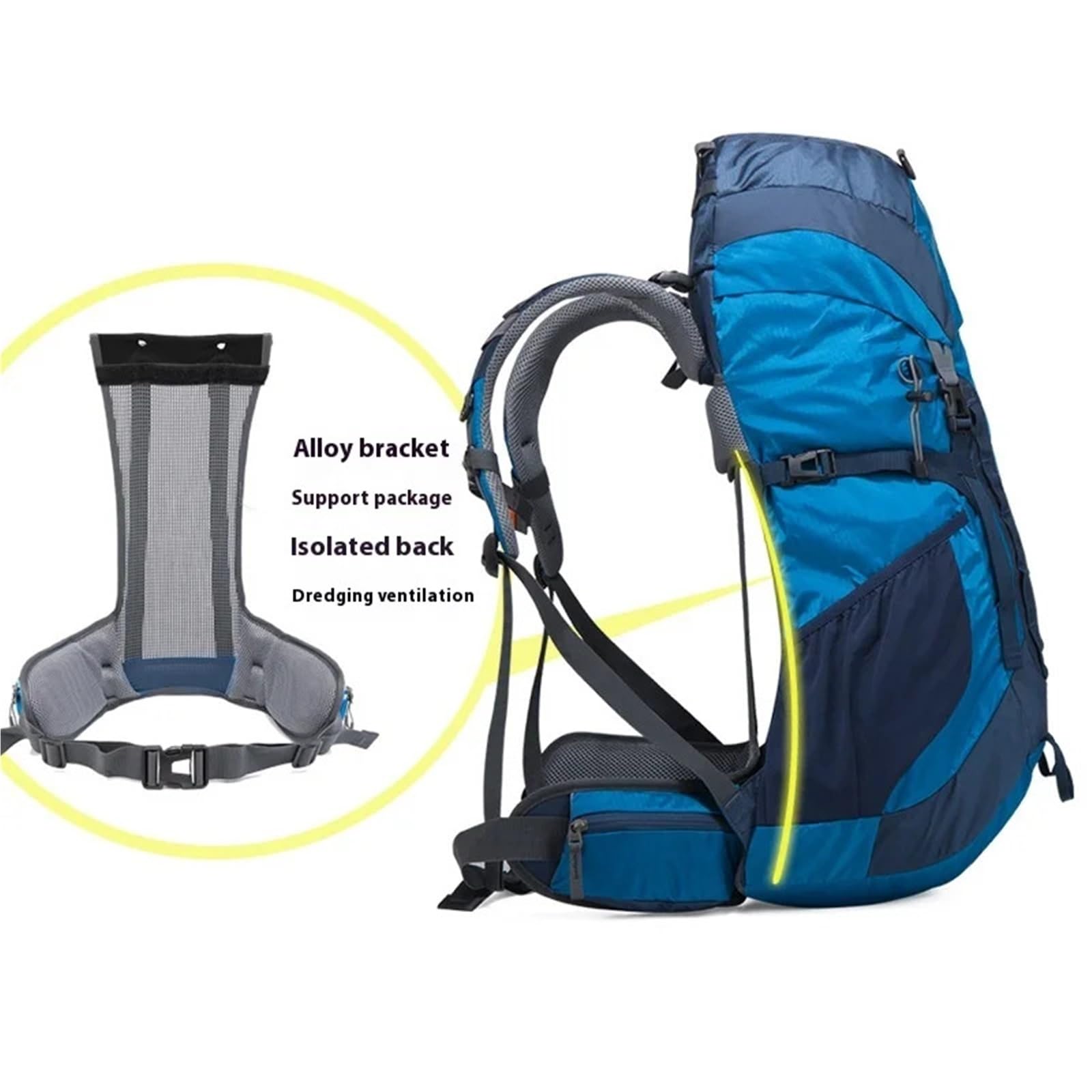 Zaino da outdoor Zaino da viaggio in nylon impermeabile con copertura antipioggia, for escursionismo, alpinismo, arrampicata, viaggi, uomo