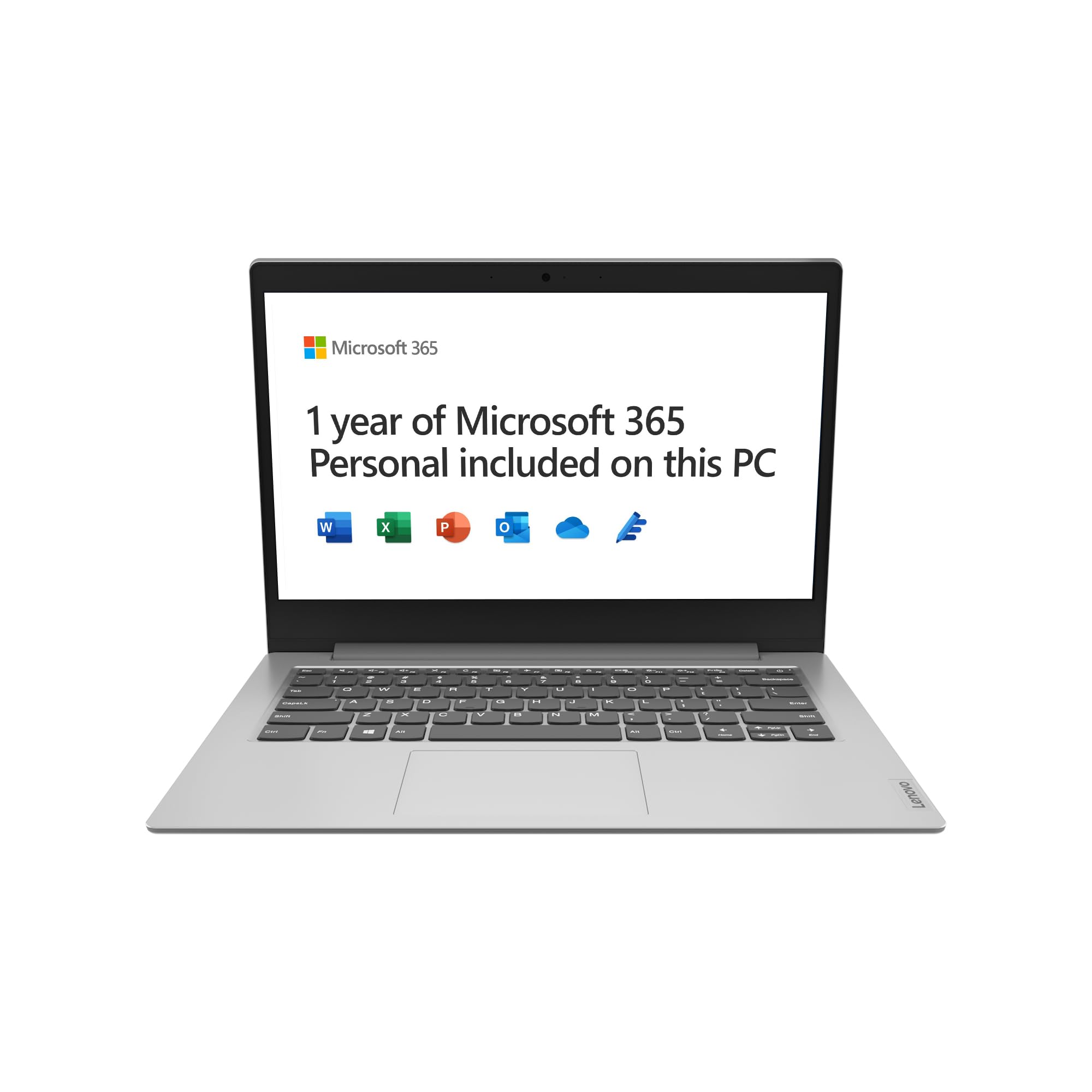 Lenovo IdeaPad 1 14 inch HD Laptop - (Intel Celeron, 4GB, 64GB, Windows 11 Home in S mode) - Platinum Grey, 1 Year of Microsoft 365 Personal