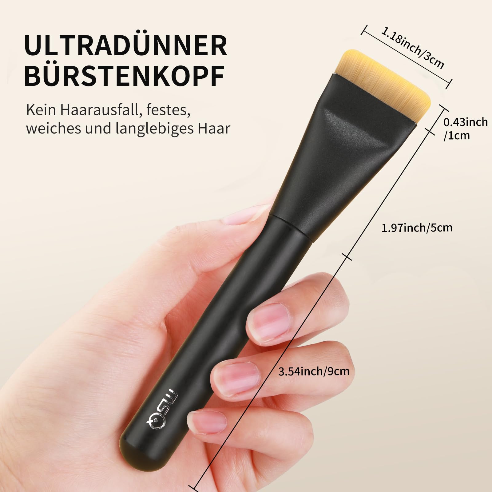 MSQ Ultra Thin Foundation - Brocha plana para base de maquillaje líquida | para mujeres, niñas, regalos de belleza, ideal para cremosos