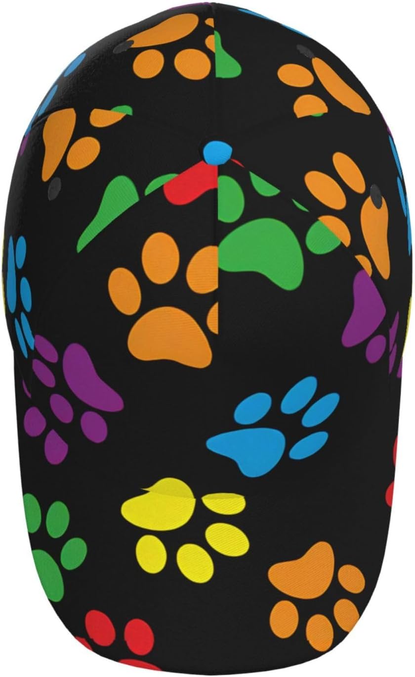 Paw Dog Print Watercolor Pattern Snapback Hat Cap Hip Hop Style Flat Colorful Baseball Cap Women Men Adjustable Size Hats - Image 4