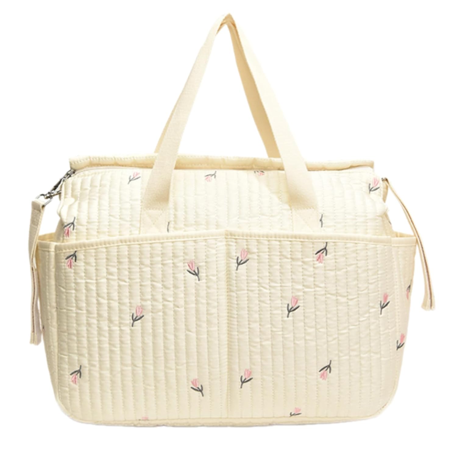 Stylish Large Capacity Diaper Bag with Delicate Embroidery for New Mom Portable Organiser for Travel and Daily Use