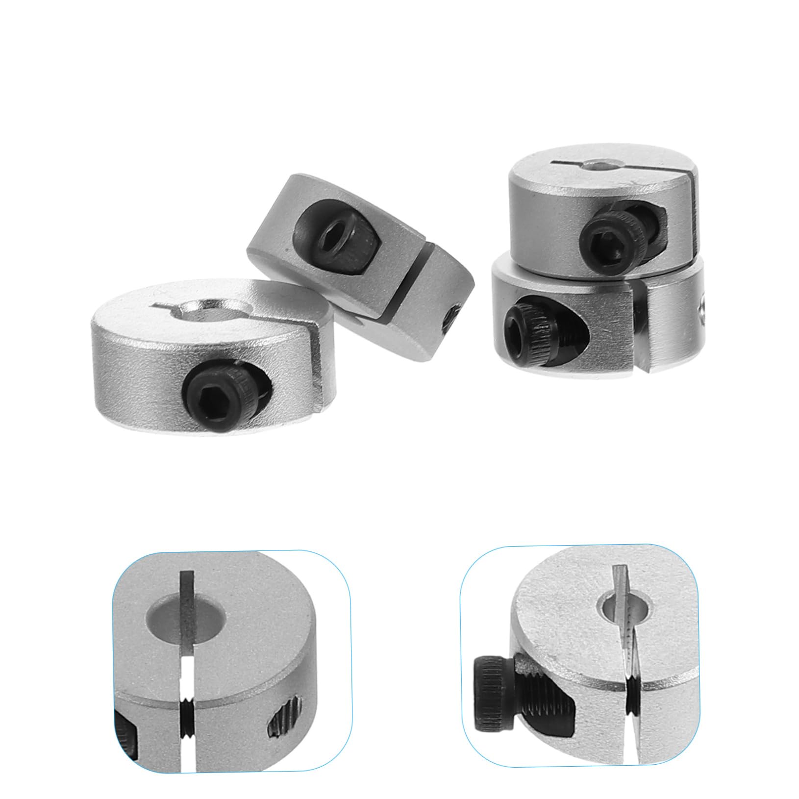 Alipis 1set Aluminum Stop Rings Split Type Retaining Collars for Machinery Reliable Fixing for Precision Food Packaging Equipment 4pcs