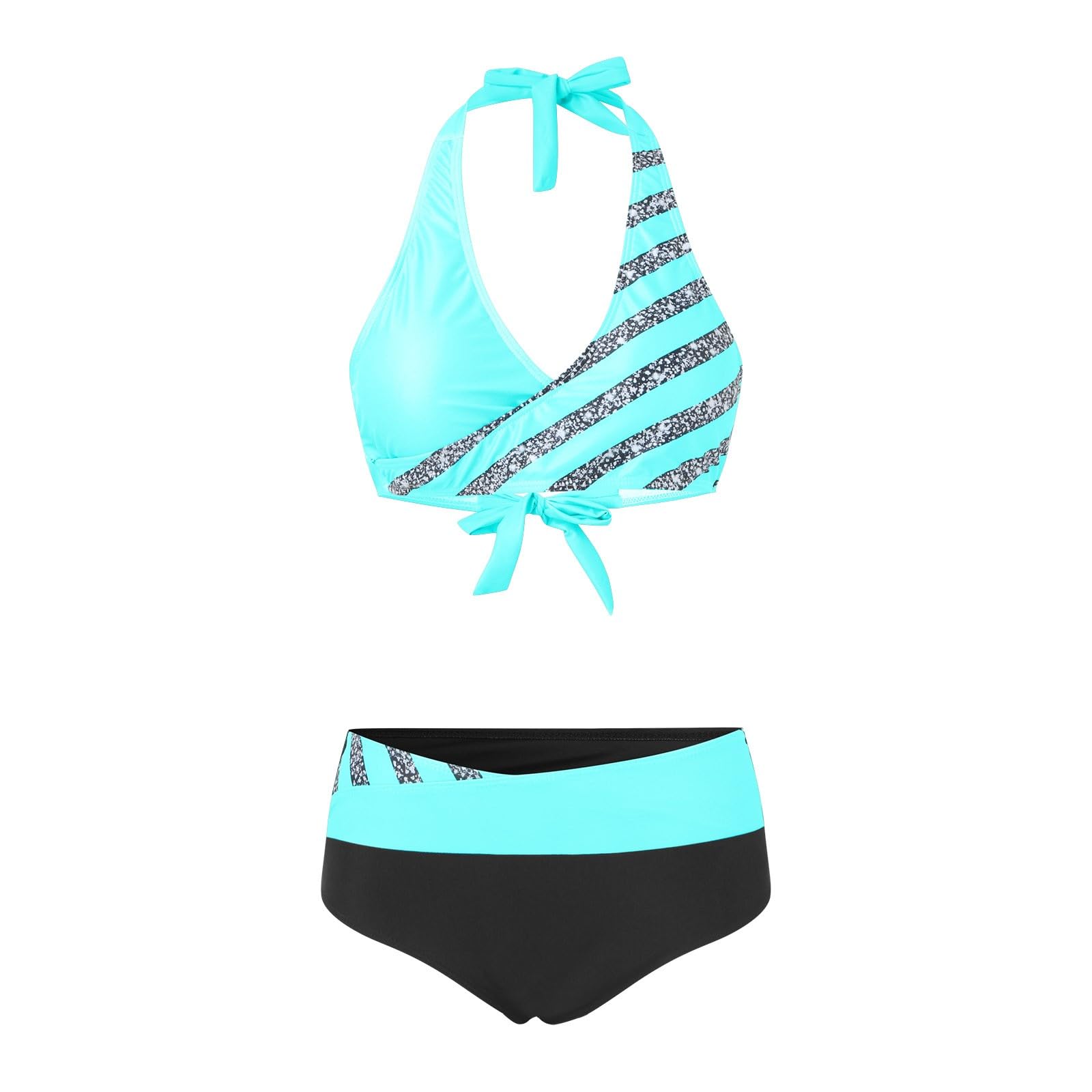 Conjunto de bikini estampado para mujer, color rojo vino, talla M