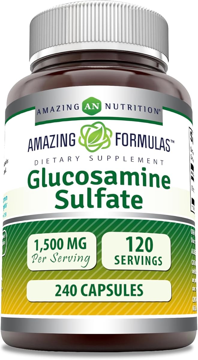 Amazing Nutrition Amazing Formulas Glucosamine Sulfate 1500 mg | Capsules Supplement | Non-GMO | Gluten Free | Made in USA (240 Count)