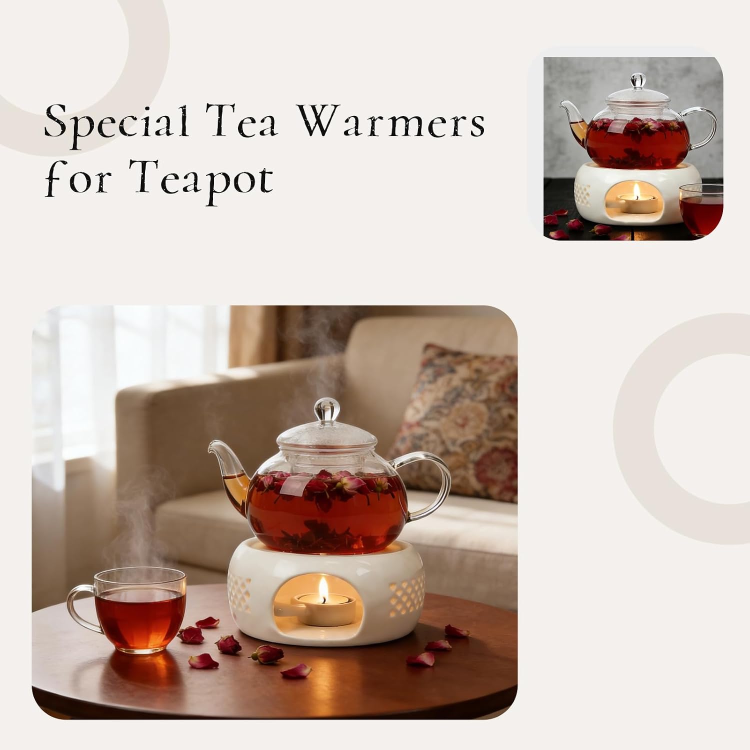 Teapot Warmer Base,Ceramic Teapot Warmer, for Keeping Tea Warm and Heating Water image 4