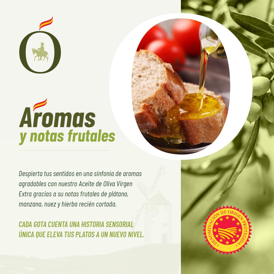 Aceite de oliva virgen extra arbequina pack 6 x 750 ml botella de plástico | aove gourmet aromático extraído en frío | aceite premium español para cocina | sancho la mancha, dop campo de montiel.