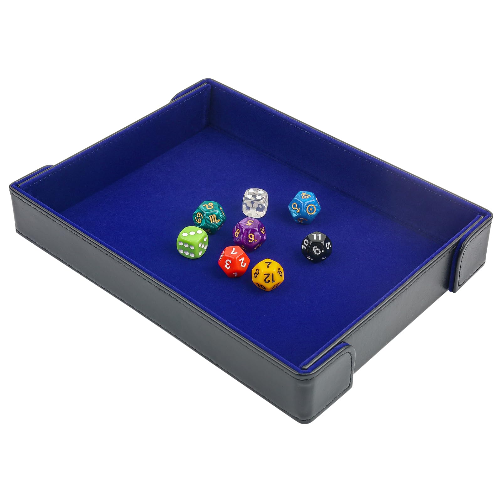 Faltbarer Würfeltablett Blau - PU-Leder Mit Samt, 23 Cm, Für Spieleabende, Süßigkeiten, Schmuck