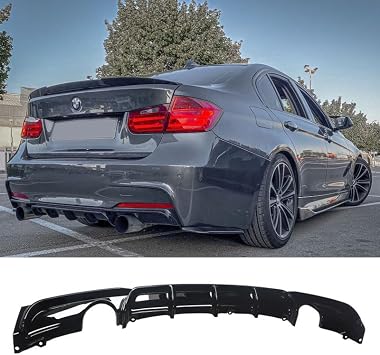 Rear Bumper Diffuser Compatible with BMW 3 Series F30 2012-2018 M Sport, Rear Bumper Lip Diffuser Splitter, Replacement Accessories for BMW ABS Gloss Black