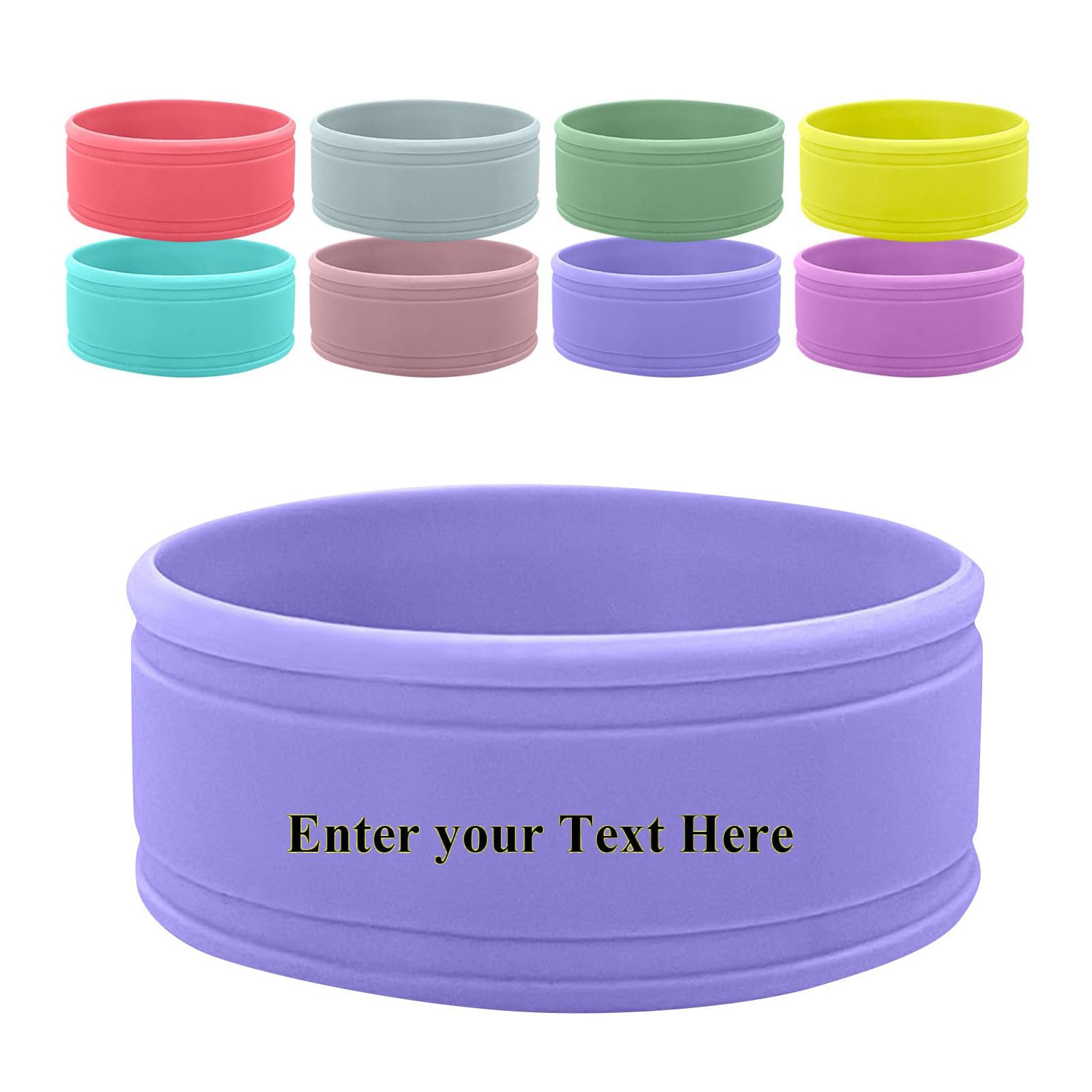 Personalised Silicone Bottle Band,Custom Water Bottle Name Bands,Food Grade Silicon Non-Slip Anti-Heat Insulation Hollow Cup Sleeve (Purple)