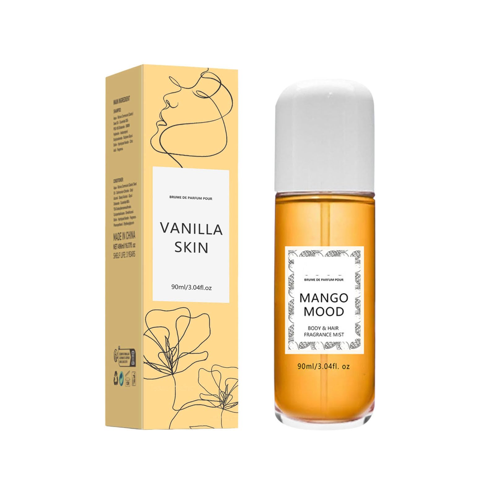 Skin Perfume Body Mist Travel Size Body & Hair Fragrance Mist 90 Ml/Oz Travel Size Long Lasting Perfume Spray Body Spray For Women Hair Body Perfume Spray 90ml Pom Spray (Gold, One Size)