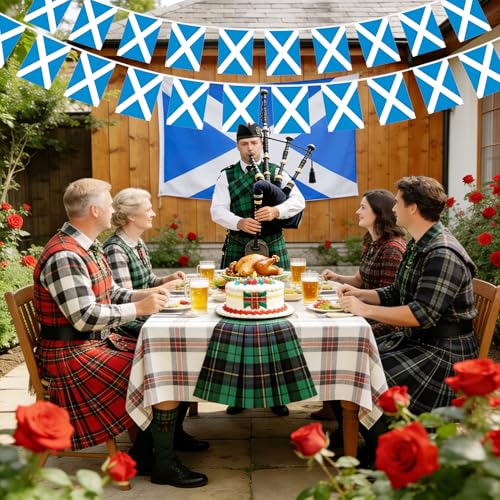 Burns Night Decorations Scottish Flags - Scottish Bunting Banner Burns Night Balloons for St. Andrew's Day St Andrews Cross Patriotic Bunting Euro Football World Cup Football Party Decorations - Image 6