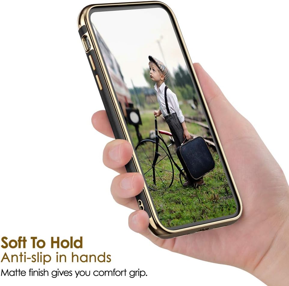LOHASIC for iPhone Xs Phone Case for Men, for iPhone X, Vintage PU Leather Luxury Elegant Women Cover, Anti-Slip Grip Scratch Resistant Protective Drop Proof Slim TPU Bumper, 5.8 Inch - Black