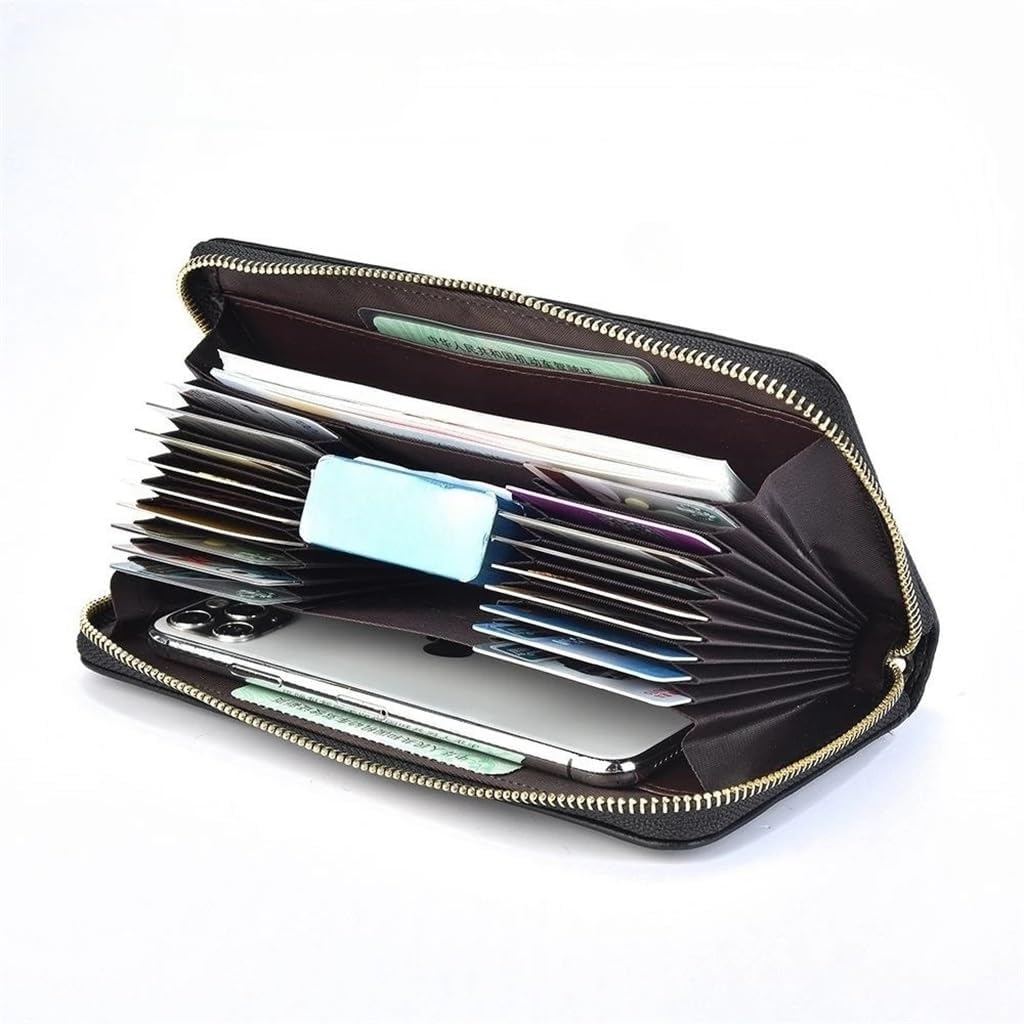 Men's Long Handbags Metal Decoration Multifunctional Large Capacity With Handle Strap Handbag Zipper Wallet(D)
