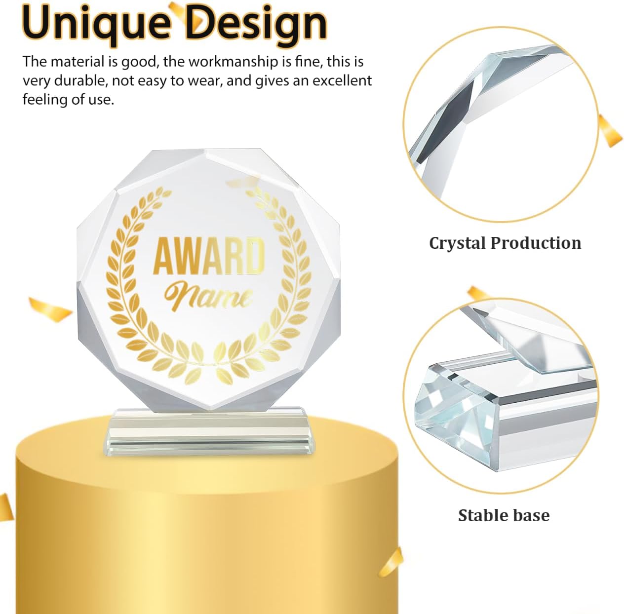 CLISPEED Blank Crystal Trophy Award: Clear Glass Recognition Cup for Employee Appreciation, Kids Party Favor, Sports Competition Prize, Office Desktop Decor, School Winner Souvenir