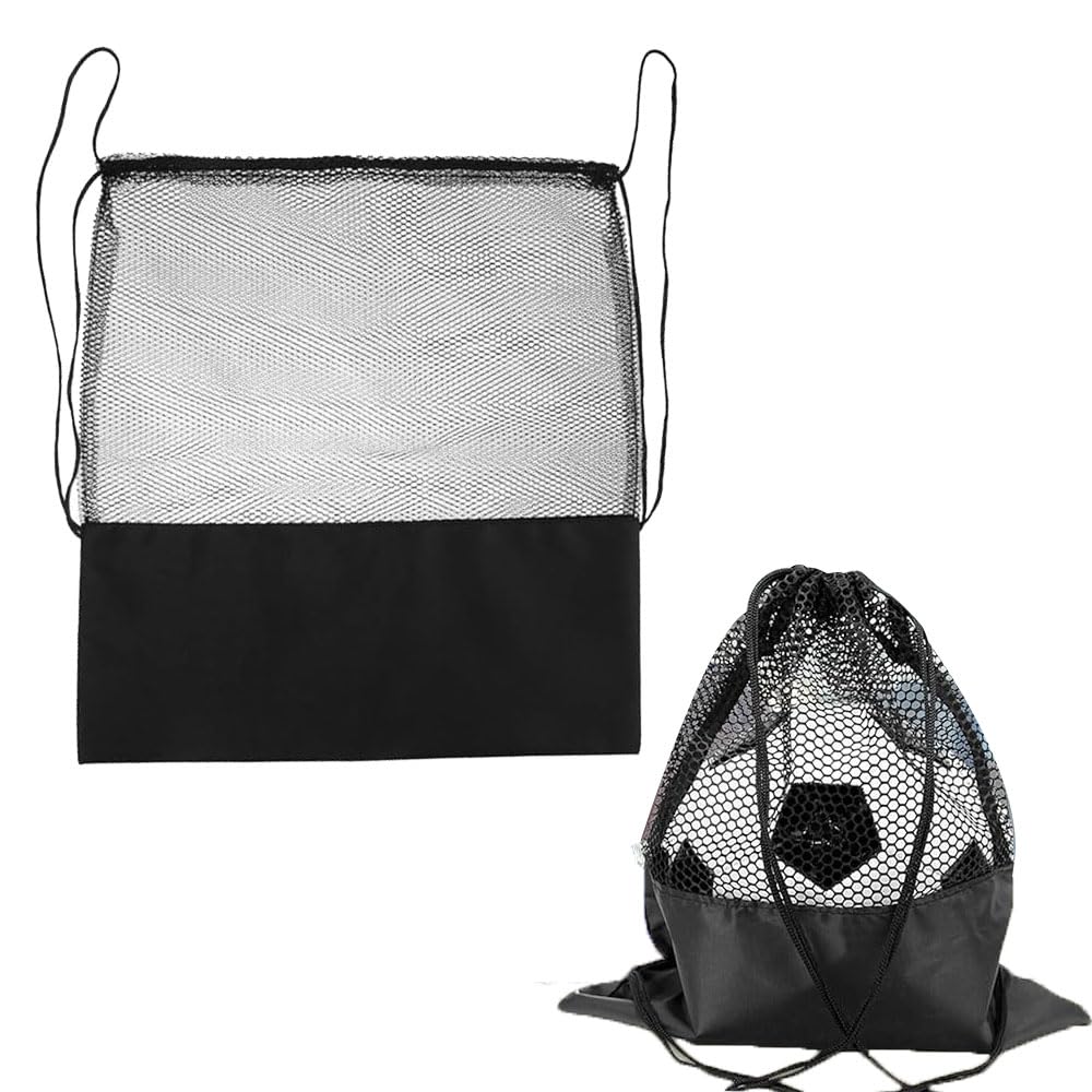 2 Sacs à Ballon Pliables - 1 Sac à Dos Et 1 Filet Avec Cordon - Pour Football, Basket, Volley - Léger, Résistant