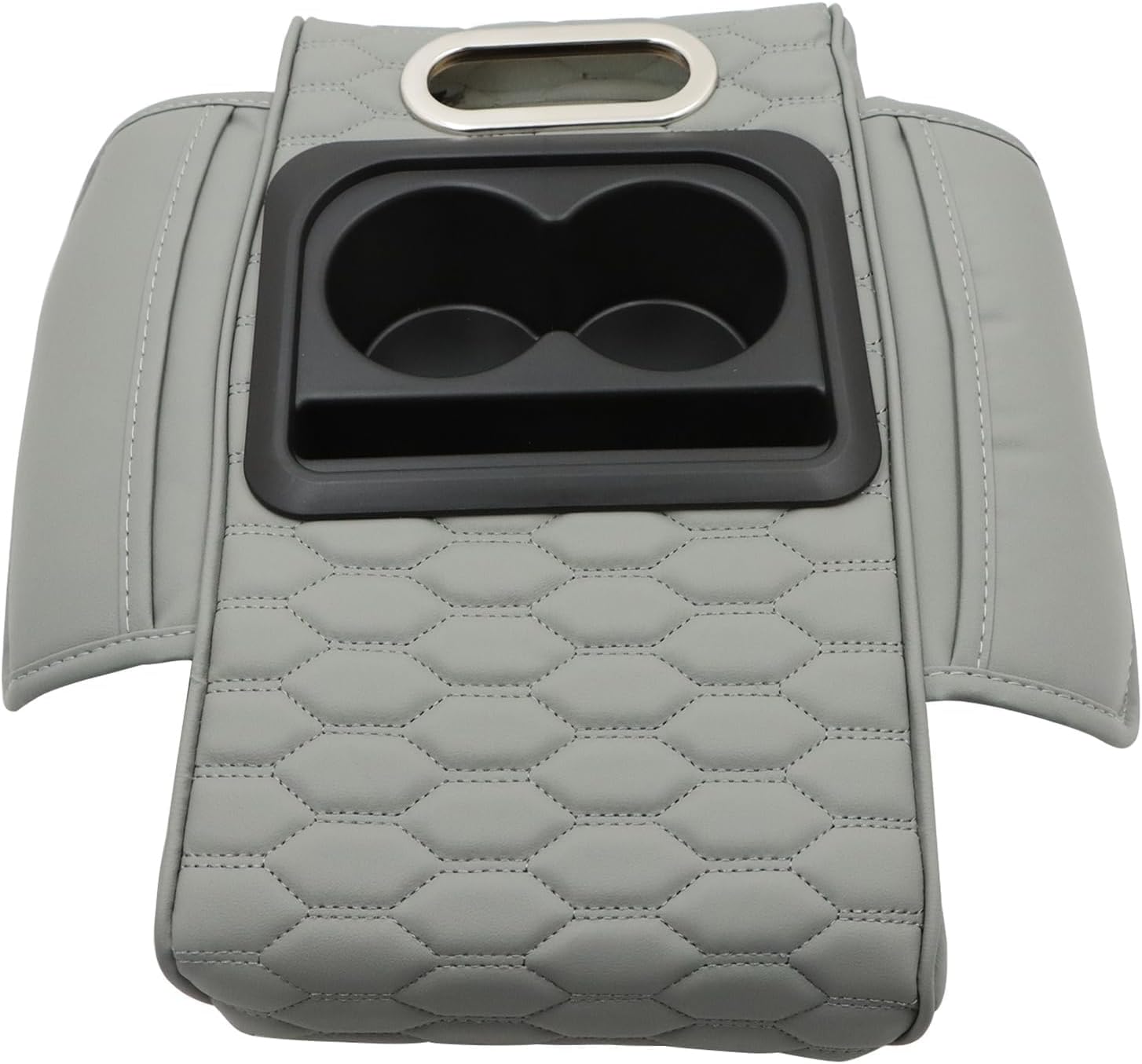 Priprilod Gray Car Center Console Armrest Pillow, Memory Foam with Cup Holder and Cell Phone Holder, Multifunctional Car Center Console Organizer, Universal Fit for Most Car Interior Accessories