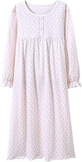 Girls' Princess Nighties Heart Print Nightgowns Long Sleeve Sleepwear for 3-12 Years