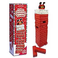 Playwrite Father Christmas Chimney Tumble Wooden Stacking Block Game – Festive Christmas Tower Game for Kids and Families