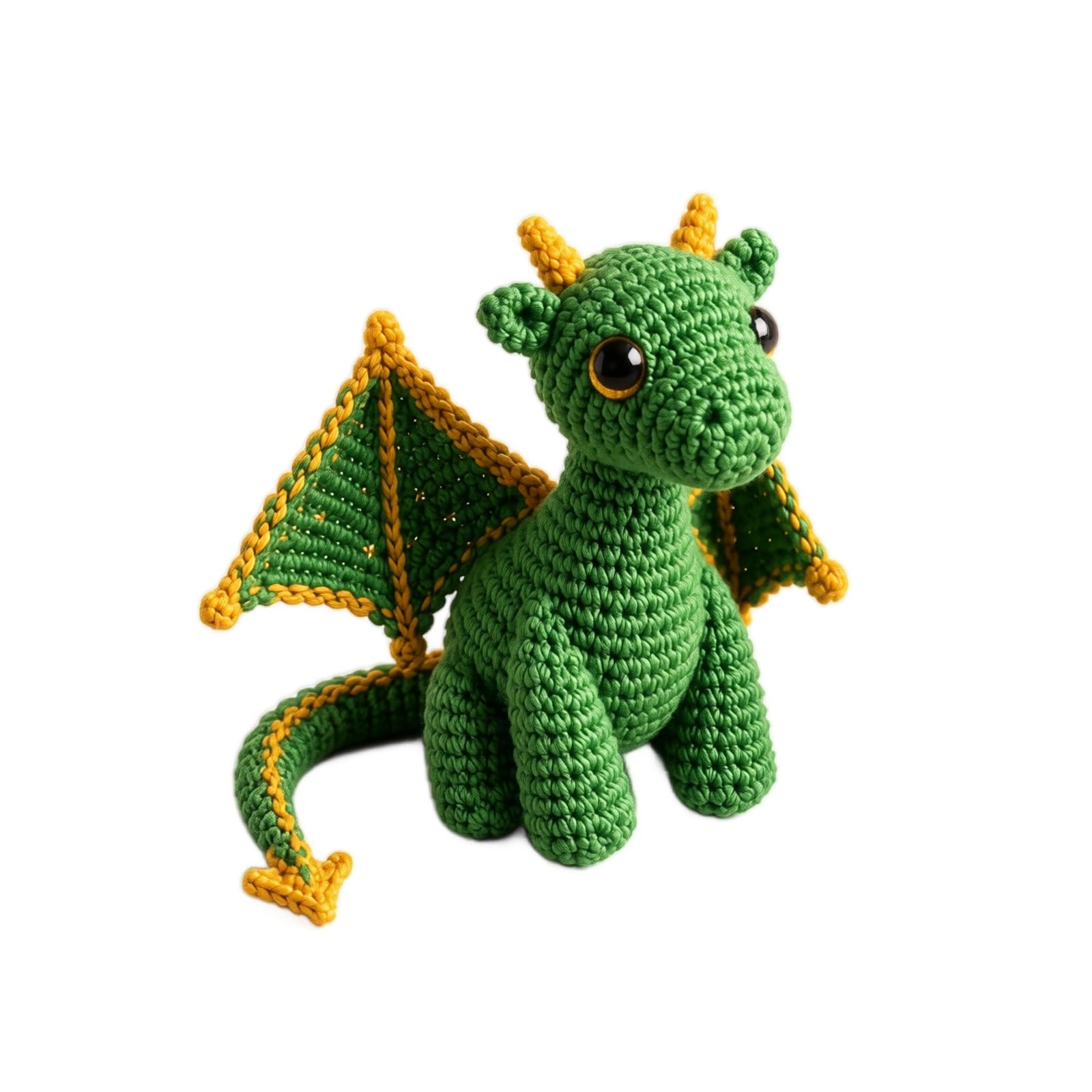 Handmade Crochet Dragon Plush, Emotional Support Pocket Buddy (Green)