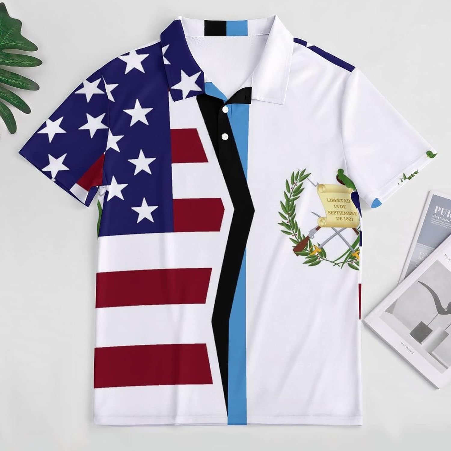 United States and Guatemala Flag Mens Straight Short Sleeve Polo Shirts Sports Golf Tennis T-Shirt Quick Dry Long Top