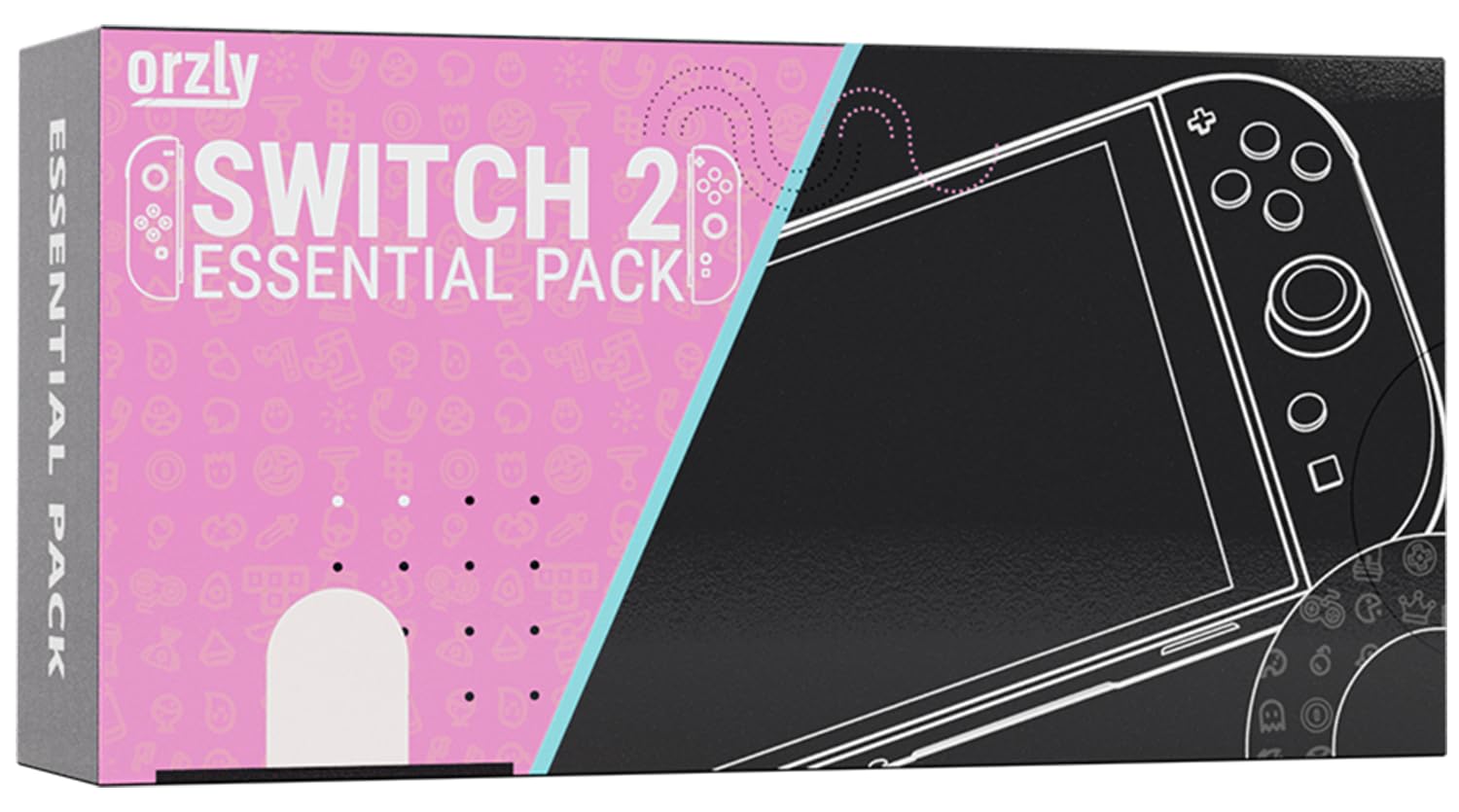 Orzly Pack Accessori compatibile con Switch 2 Rosa – Custodia Proteggi Schermo Cavo USB-C Porta Giochi Grip Auricolari
