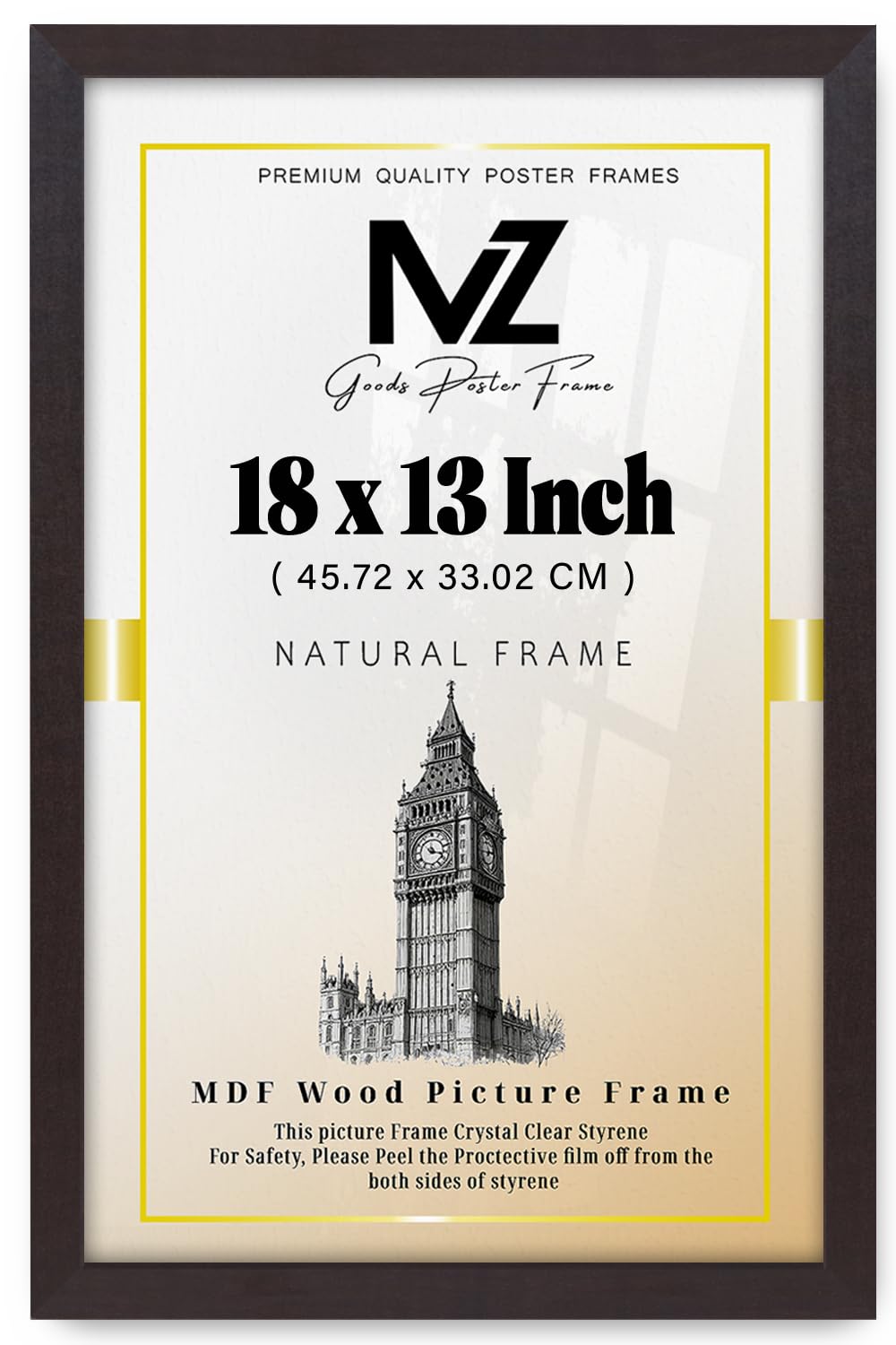Mz Goods Mahogany | Mdf Poster Frame (45.72 X 33.02 Cm) 33.02 X 45.72 Cm For Family Portraits, Diplomas & Wall Art, Sturdy Build, Includes Hanging Hooks For Mounting [ ]
