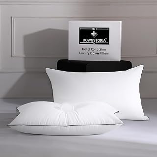 Feather Down Pillows King Size Set of 2, Luxury Hotel Collection Bed Pillow 2 Pack, Down Surrounded Pillows for Sleeping, Soft Fluffy for Side Sleepers 20x36 in.