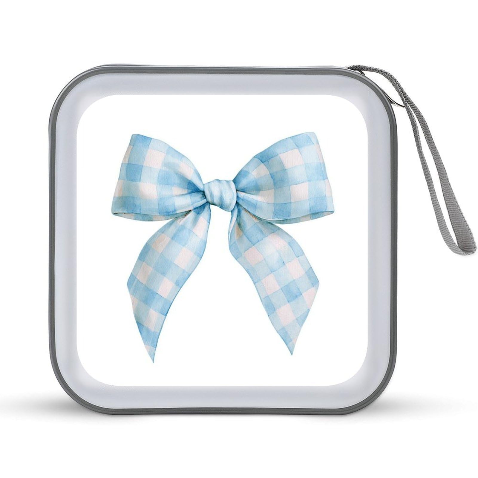 Jubonexis Elegant Bow Pale Blue Ribbon Feminine Aesthetic CD Case DVD Storage Case Portable for Car Home Travel