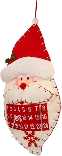 EXCEART Calendario de Adviento de fieltro de Navidad, calendario de Adviento colgante de Papá Noel con 24 bolsillos de días, calendario de cuenta