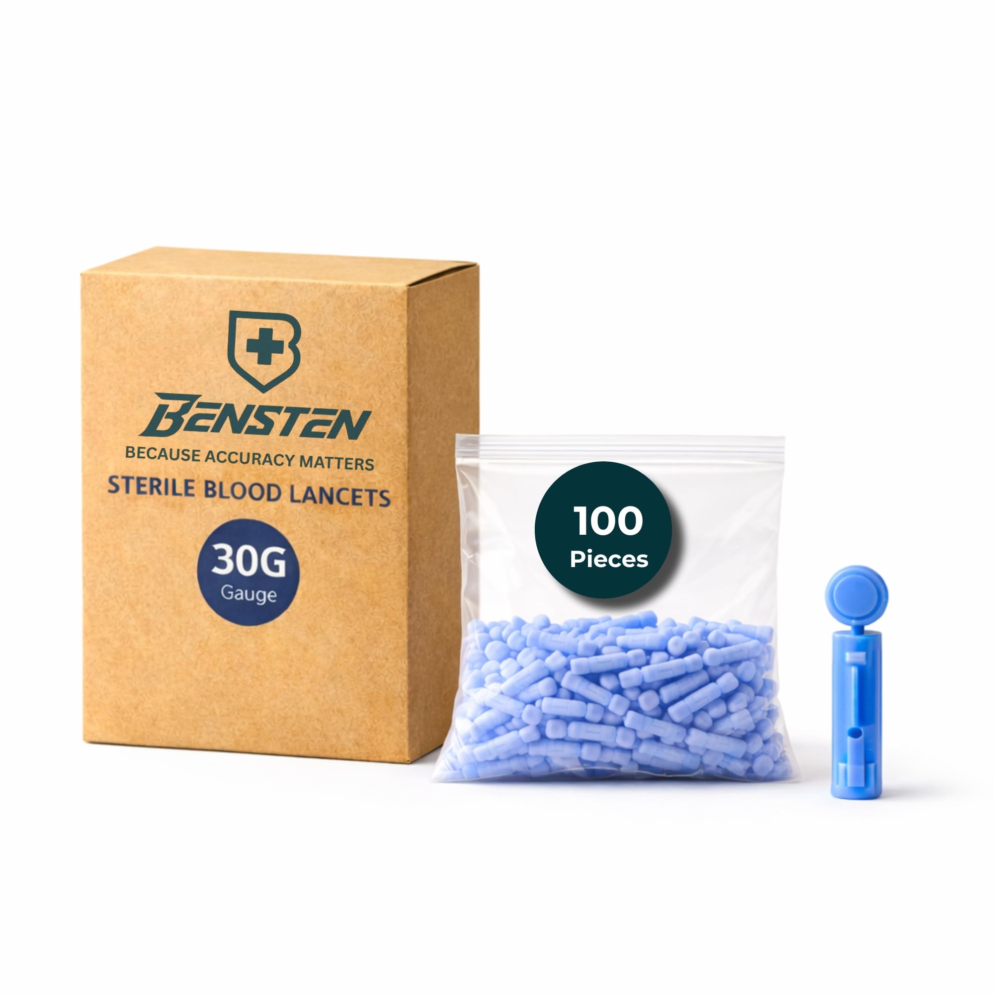 30G Sterile Blood Lancets for Glucometer & Diabetes Testing | Universal Compatible | Fine Needle | Disposable Single Use | Blue | (100 Count)-image-22